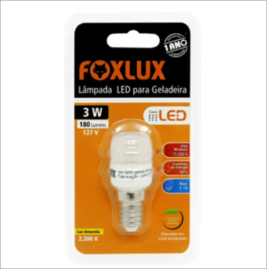 Lampada Foxlux Led Geladeira E-14 3W 127V