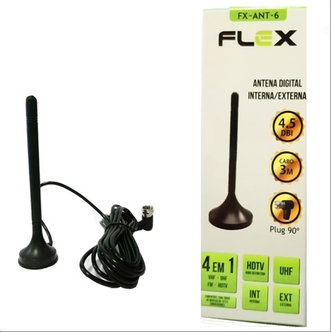 Antena Flex Digital Fxant3 Int/Ext Hdtv/Uhf/Vhf/Fm