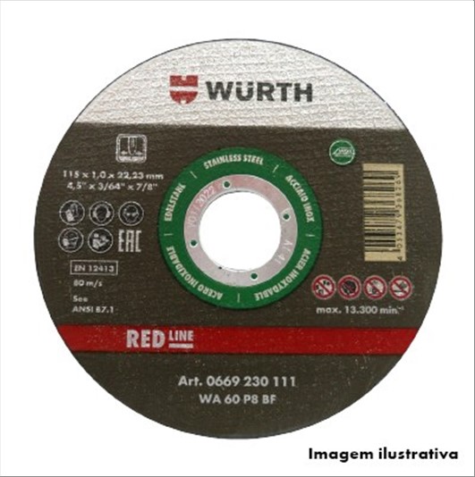 Disco Wurth Corte Inox 115X1.0X22.23mm