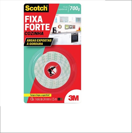 Fita 3M Scotch Fixa Forte Cozinh 24mm X 1.5mt