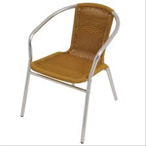Cadeira Mor Poltrona Aluminio Rattan Bege