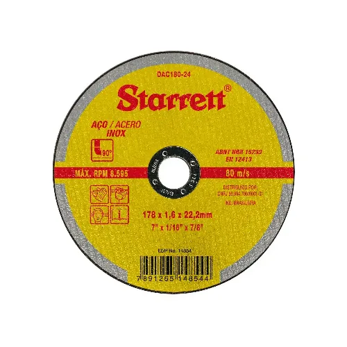 Disco Starret Abrasivo Corte 178 X 1.6 X 22.23Mm