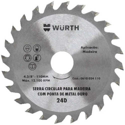 Disco Wurth W-max Serra 24d 110mm
