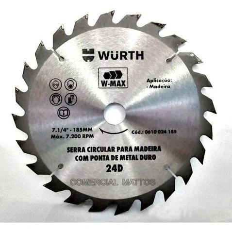 Disco Wurth W-max Serra 24d 185mm
