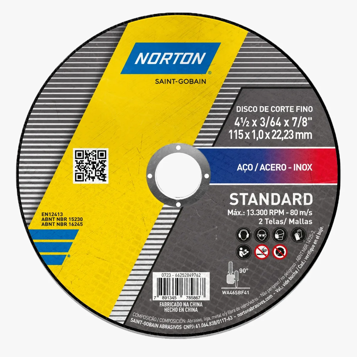 Disco Norton Corte Standard Inox 115x1.0x22.23mm