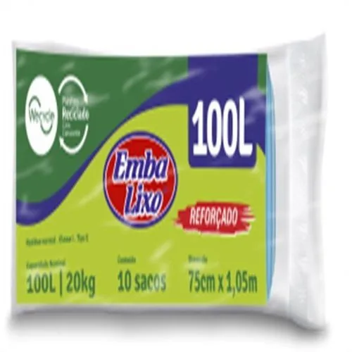 Saco Embalixo Lixo 100lt C/5 Un Capacid 20kg