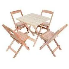 Conjunto Div Mesa Dobravel 70x70 4 Cadeiras Pinus