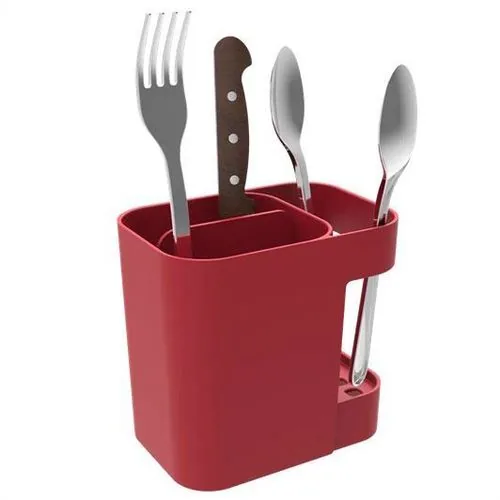 Porta Soprano Talheres 2 Em 1 Vermelho