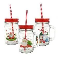 Caneca Yangzi Natal C/ Canudo Decor 450ml