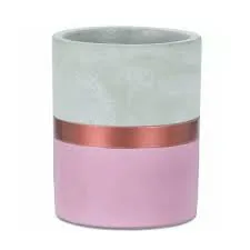 Vaso Florarte Cimento 10x10cm Rosa Branco