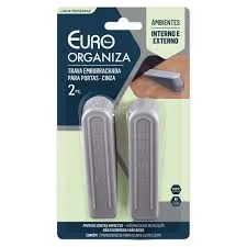 Trava Euro Emborrachada Para Portas 2 Pc. Cinza