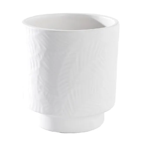 Vaso Mek Ceramica Folium Branco