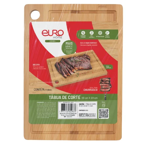 Tabua Euro Corte Retangular Bambu 28cmx20cm