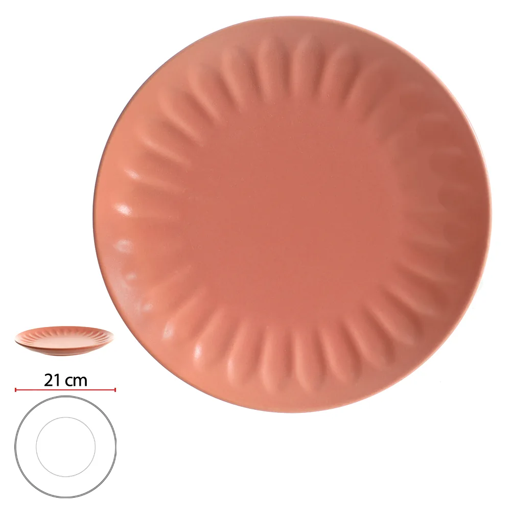 Prato Florarte Sobremesa Ceramica Coral Mate