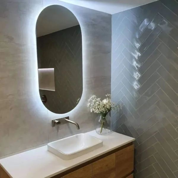 Espelho Reduna Oval Iluminacao Indir 750x500x3mm