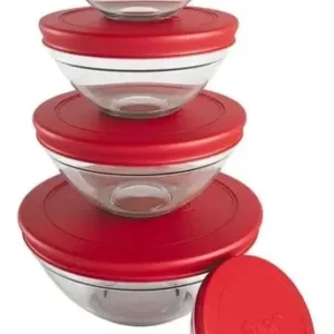 Conjunto Euro Potes De Vidro Red C/5 Vm