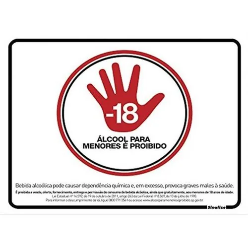 Placa Sinalize 290sp Proibido V. Beb Alcoolica P/m
