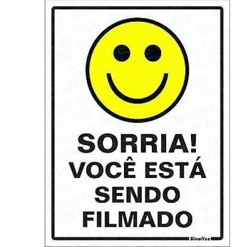 Placa Sinalize 220aj Sorria Vc Esta Sendo Filmado