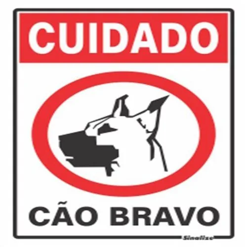 Placa Sinalize 250ah Cuidado Cao Bravo