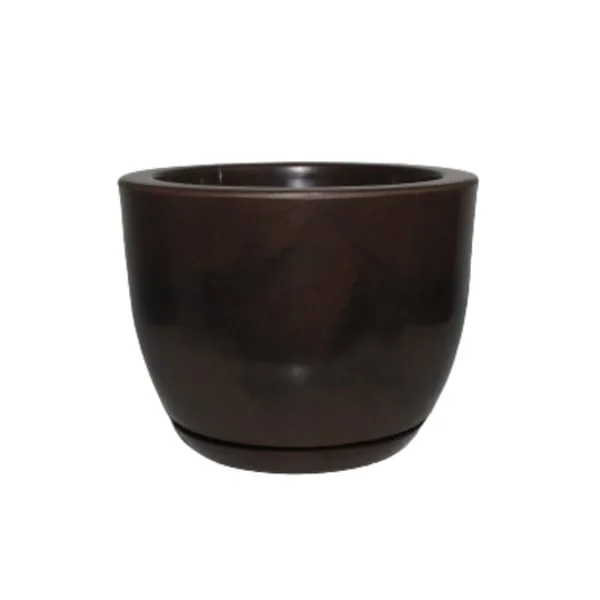 Vaso Minarte Red Bojo 1 Marrom C/ Prato