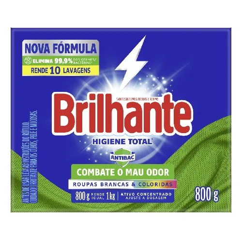 Lava Roupas Brilhante Po Higiene Total  800g