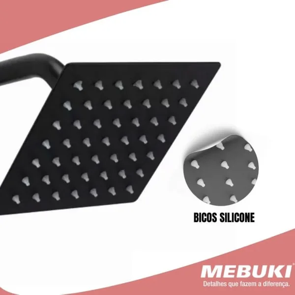 Ducha Mebuki Quadrada Metal Chrome 6 Pt