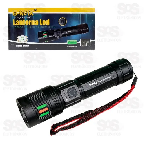 Lanterna B-max Led Usb/pilha Bm-8543