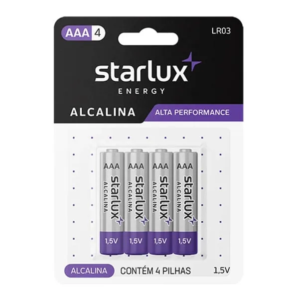 Pilha Starlux Energy Alcalina Palito Aaa4 C/4