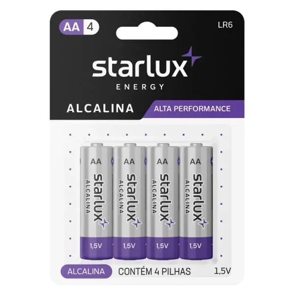 Pilha Starlux Energy Alcalina Pequena Aa4 C/4