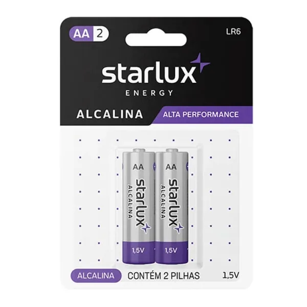 Pilha Starlux Energy Alcalina Pequena Aa2 C/2