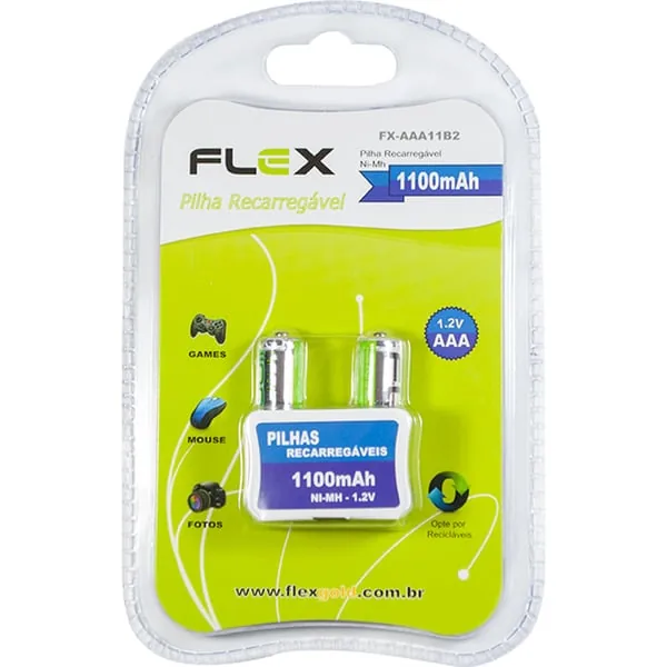 Pilha Flex Recarregavel Aaa 1.2v 1100mah C/2