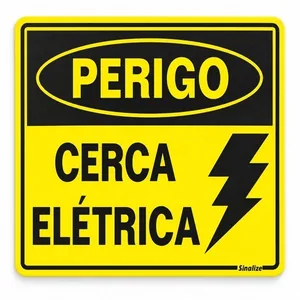 Placa Sinalize 220bs Perigo Cerca Eletrica